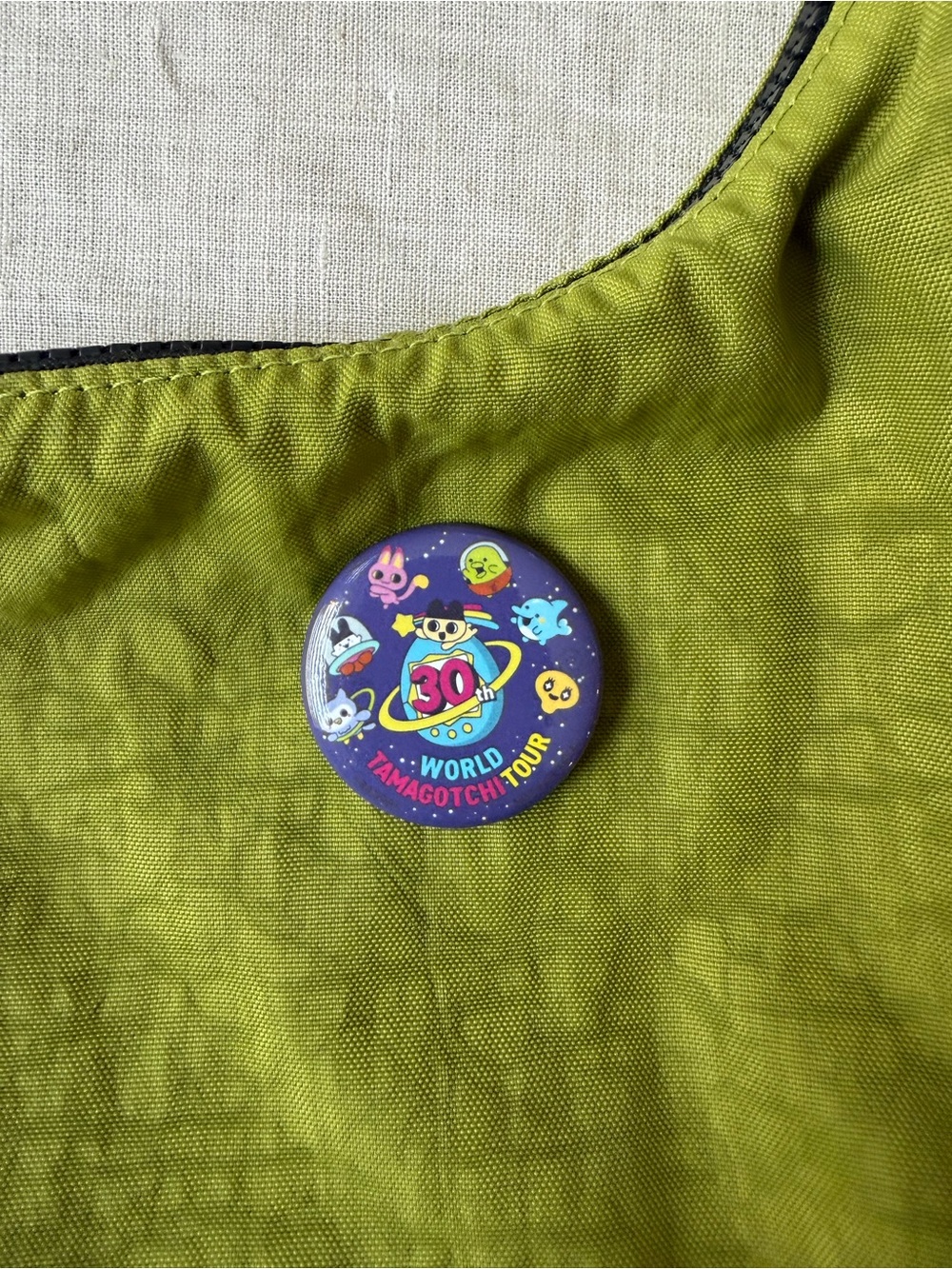 Tamagotchi 30th World Tour Purple Collectible Brooch Button